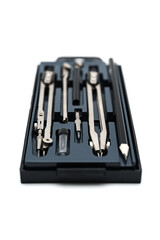 Tool set for drawing and measuring on a black surface