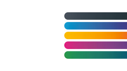 Five vertically stacked colorful horizontal bars with rounded edges arranged neatly on an abstract digital background isolated on transparent backgrou
