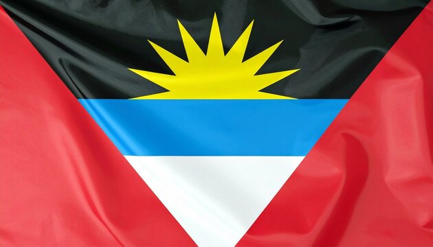   
"Antigua and Barbuda flag with rising sun and tricolor design"