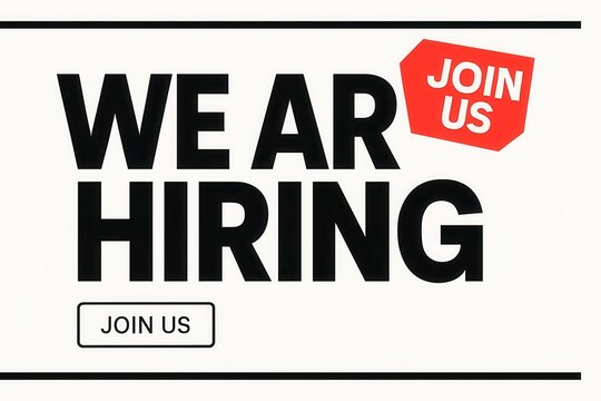 WE ARE HIRING with JOIN US call to action, modern bold style, engaging retail promotion for job opportunities.