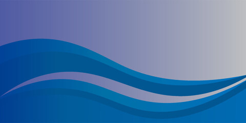 Abstract white and blue wave wide banner background
