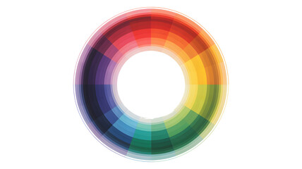 A vivid and full spectrum color wheel displaying a wide range of hues in a circular graphic for design and artistic projects isolated on transparent b