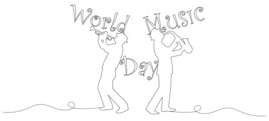 Fototapeta premium World music day line art vector 