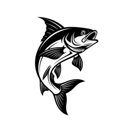 Obraz premium High Contrast Game Fish Leaping Art in Stylish Monochrome Vector