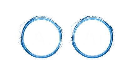 Two identical Ai icons white text on black circles surrounded by vibrant electric blue glowing energy rings symbolizing advanced artificial intelligen