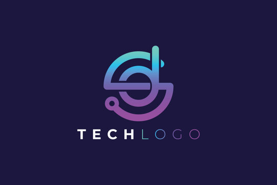 Modern Letter S D Monogram Technology Logo Design for Digital and Startup Branding
