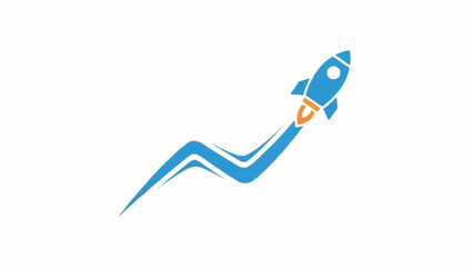 Blue rocket ship soaring upwards fast. © jefri