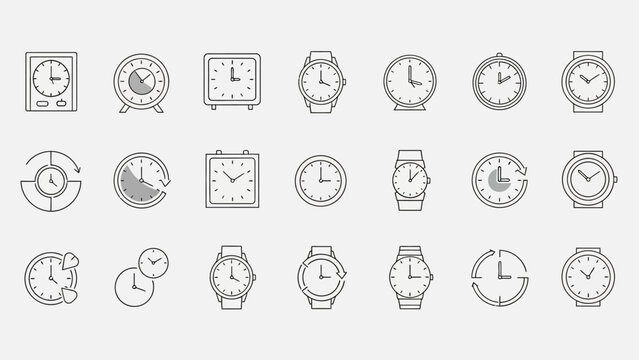 Collection of various clock icons 6.