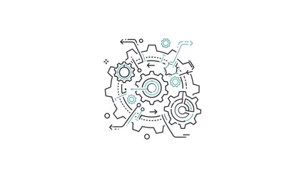 Obraz premium Interconnected gears and mechanical parts.