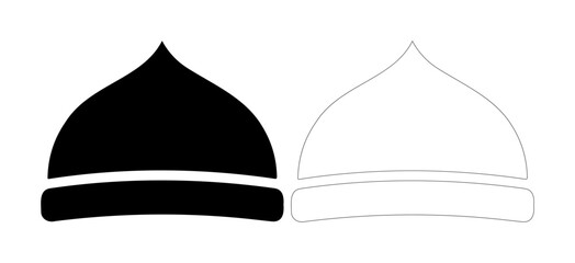 Simple graphic of two domes, one solid black, one outlined in white