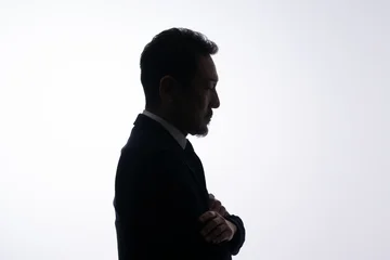 Fotobehang Onderzeeër 悩む男性　シルエット  © naka