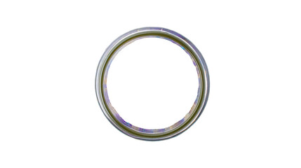 A Circular Metallic Rim with Iridescent Colors on a Transparent Background. Cutout Element Digital Design Asset