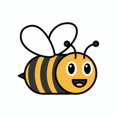 Smiling cartoon bee with big eyes.