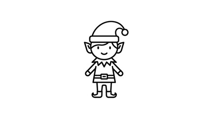 Smiling Elf Wearing Santa Hat.
