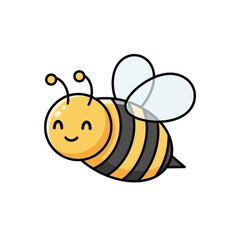Obraz premium Smiling cartoon bee with wings flying.