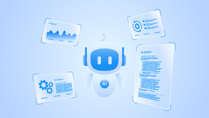 AI workflow automation artificial intelligence. ai agent machine learning with processing flow, data, coding and automation system.