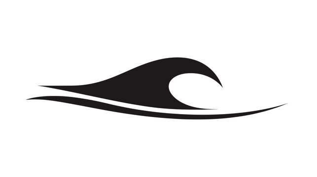 A simple, black wave graphic cresting over white with two parallel lines