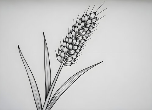 Hand-Drawn Detailed Wheat Plant Illustration