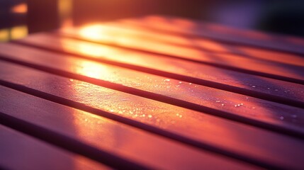 Wooden bench in sunset light