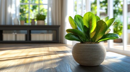 Sunlight-filled room with plant