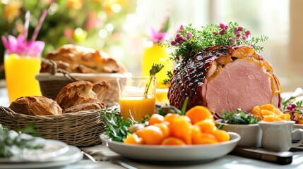 Festive Easter Ham Dinner Table