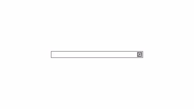 Animated search bar animation on transparent background, modern internet browsing UI search bar button, magnifying glass icon animation with alpha channel.