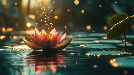 Lotus flower in serene water