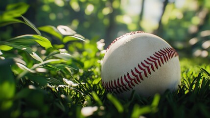 Baseball in Grass