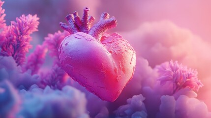 Pink heart, floral, dreamy