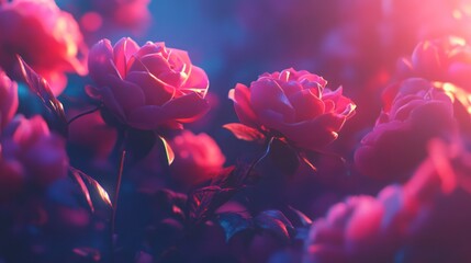 Vibrant roses in a sunlit garden