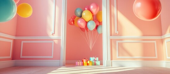 Festive Room with Balloons and Gifts