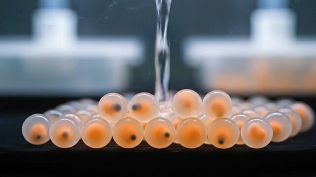 Close-up view of a bundle of orange tubes or straws with water flowing over them in a kitchen setting.