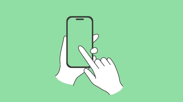 スマホを持ってタップする操作 イラスト動画 背景・画面透過 アルファチャンネル