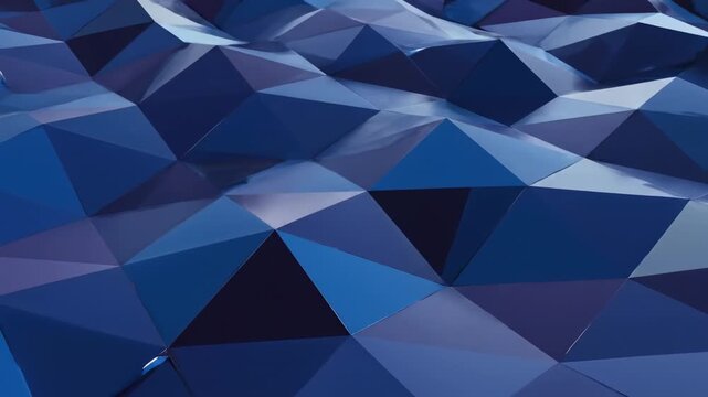 A geometric abstract image featuring blue and purple polygonal shapes