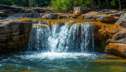 Obraz premium waterfall in the forest, waterfall, nature, water