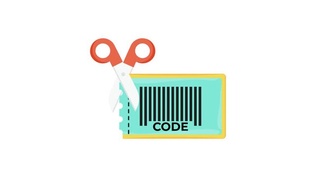 Scissors cutting through a barcode, symbolizing the removal or deactivation of a product's identification.