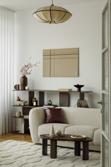 Neutral Living Room Design with Modern Decor and Cozy Atmosphere