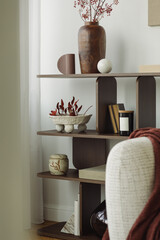 Stylish Shelf Decor Displaying Vases and Decorative Objects