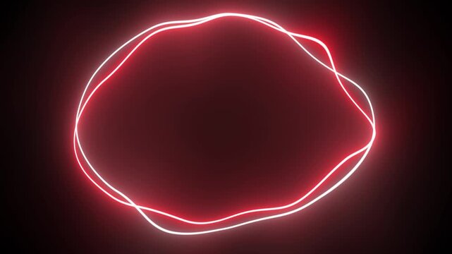 Abstract red glowing neon organic shape animation, liquid blob frame loop on black