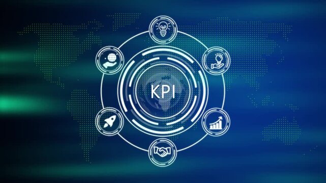 KPI concept with a blue futuristic background. Business, Technology, Internet and network concept. investment financial growth concept. Internet and network concept.