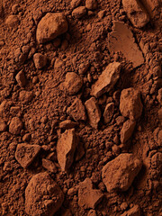 Fototapeta premium Cocoa powder spread on a flat surface in a kitchen setting