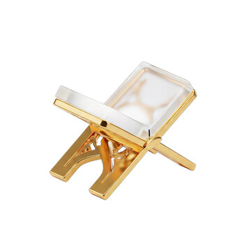 Gold and white 3d minimalist bookstand on table