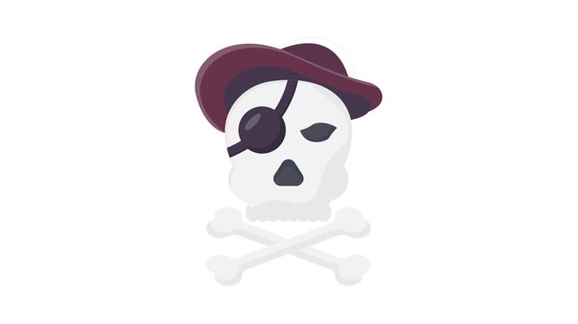 Vector illustration of a pirate skull adorned with an eye patch and a classic pirate hat.