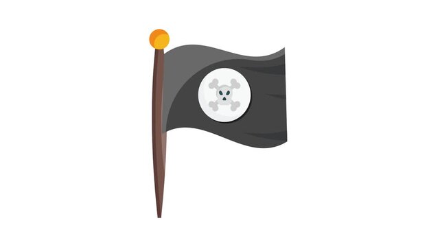 Pirate flag featuring a skull and crossbones design, symbolizing piracy and danger in a vector illustration style.
