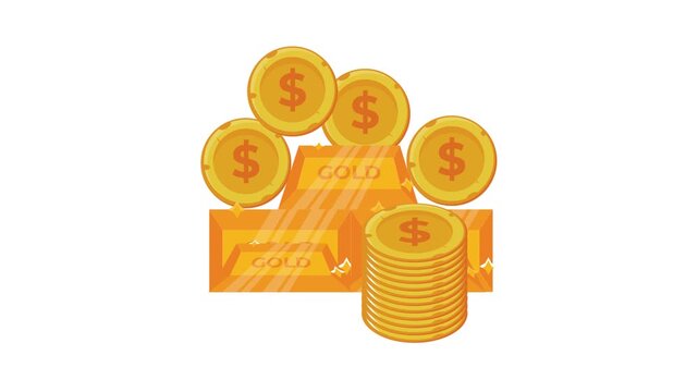 A vector image featuring gold coins and stacked coins, representing financial abundance and value.