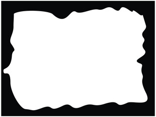 Black rectangle frame with wavy inner borders, vector illustration, isolated on transparent background