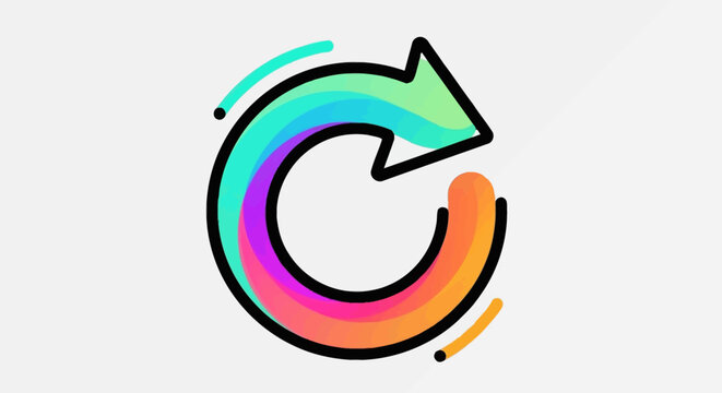 Vibrant gradient refresh arrow symbol for recycling, looping, or updating digital processes and