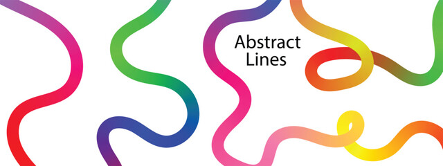 Obraz premium Collection colorful bold curved lines with loops isolated on white.