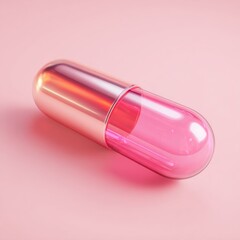 Pink capsule on a soft pink background
