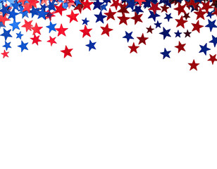 Obraz premium Patriotic themed abstract image with red, white, and blue star-shaped confetti